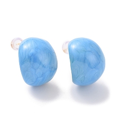 Светло-Голубой Серьги-гвоздики с эмалью, настоящие позолоченные украшения из латуни для женщин, Небесно-голубой, 18 мм, штифты : 21x15 мм
