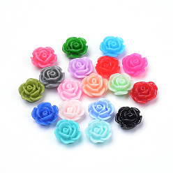 Mixed Color Resin Cabochons, Rose Flower, Mixed Color, 10x5mm, Bottom: 7~8mm