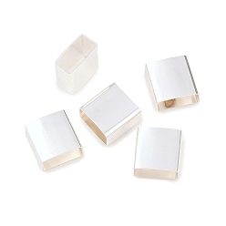 Посеребрённый Бисера латунной трубки, без кадмия и без свинца, прямоугольные, 925 серебро покрытием, 10x10x3.5 мм, отверстие : 9.5x4.5 мм