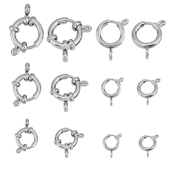 Stainless Steel Color Unicraftale 304 Stainless Steel Smooth Surface Spring Ring Clasps, Stainless Steel Color, 12pcs/box