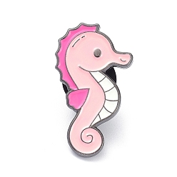 Pink Sea Horse Alloy Enamel Brooches, Enamel Pin, Pink, 27x16x11mm