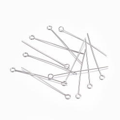 Stainless Steel Color 304 Stainless Steel Eye Pins, Stainless Steel Color, 35mm, Hole: 2mm, Pin: 0.6mm