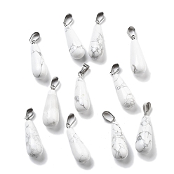 Говлит Природные подвески Говлит, с защелкой из нержавеющей стали на поручнях, капля, 28~30x10~12 мм, отверстие : 6x4 мм