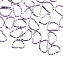 Stainless Steel Color 15x19x3mm 304 Stainless Steel Solid Open D Rings Key clasps for Craft, about 50pcs/bag