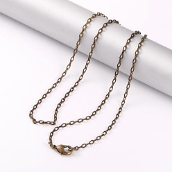 Antique Bronze Brass Cable Chain Necklaces, with Lobster Claw Clasps, Antique Bronze, 21.7 inch(55.3cm), 2mm