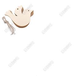 Бланшированный Миндаль 40 шт. необработанное деревянное подвесное украшение, с веревкой, птиц, бланшированный миндаль, 6x8 см