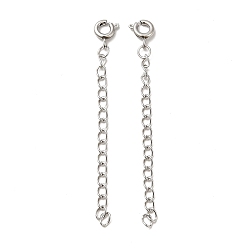 Platinum 304 Stainless Steel Curb Chain Extender, End Chains, with Spring Ring Clasp, Stainless Steel Color, 62x3mm