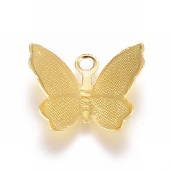 Golden Brass Filigree Pendants, Butterfly Charms, Golden, 11x13.5x3mm, Hole: 1.5mm, 120pcs/box