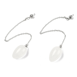 Хрусталь Биолокационные маятники из натурального кристалла кварца, с реечной обшивкой латунными выводами, платина, яйцо, 215~222 мм, отверстие : 1.8 мм