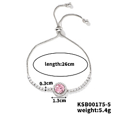 Роза Регулируемые браслеты-слайдеры из латуни со стразами для женщин, роза, 10-1/4 дюйм (26 см)