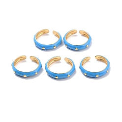 Deep Sky Blue Brass with Enamel Rings,  Long-Lasting Plated, Lead Free & Cadmium Free & Nickel Free, Real 18K Gold Plated, Deep Sky Blue, 4mm, Inner Diameter: 17mm