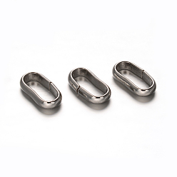 Stainless Steel Color Oval 201 Stainless Steel Slide Charms, Stainless Steel Color, 12x6.5x2.5mm, Hole: 4x10mm