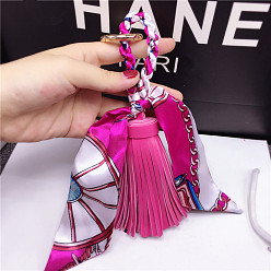 Бледно-Розовый Шикарный брелок с кисточками и круглой цепочкой из искусственной кожи для сумки и шарфа, уникальный кулон-подвеска для сумки