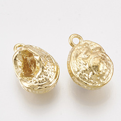 Real 18K Gold Plated Brass Charms, Shell, Real 18K Gold Plated, 11.5x8x5mm, Hole: 1.2mm