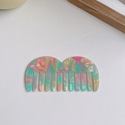 7# Floral Green Anti-Static Wide-Tooth Marble Hair Comb for European and American Acetate Sheets
