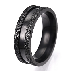 Черный 201 рифленое кольцо из нержавеющей стали для женщин, электрофорез черный, внутренний диаметр: 17 мм, широк: 6 мм
