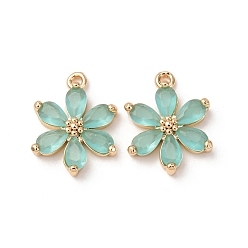 Аквамарин Латунные микро проложить кубического циркония подвески, , реальный 18 k позолоченный, аквамарин, 15.5x12x4 мм, отверстие : 1.2 мм