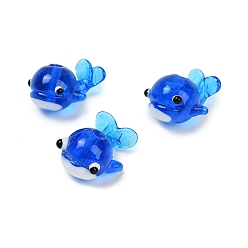 Синий Ручной работы Lampwork неровный бисер, кит, синие, 19x22x14 мм, отверстие : 1.6 мм