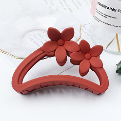TCB-951 Orange-Red Amber Color Hollow Hair Clip with Matte Half Round Arc Flower.