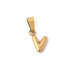 Letter V 304 подвески из нержавеющей стали, Письмо ~ Z, ионное покрытие (ip), золотые, Буква V, 10x8x2.5 мм, отверстие : 6x3 мм