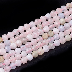 Morganite Natural Morganite Beads Strands, Faceted, Round, 3mm, Hole: 0.5mm, about 119pcs/strand, 15.35 inch