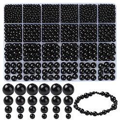 Черный 4 стиль бусины из искусственного жемчуга из АБС-пластика, круглые, чёрные, 4~10 мм, отверстие : 1.6~2.3 мм