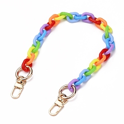 Colorful Acrylic Links Bag Handles, with Golden Alloy Swivel Clasps & Spring Gate Rings, for Bag Straps Replacement Accessories, Colorful, 15.757 inch(40cm)