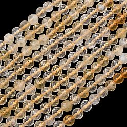 Цитрин Нагретые нити из натуральных цитриновых бусин, граненый (64 граней), круглые, 6 мм, отверстие : 0.8 мм, около 66 шт / нитка, 15.24'' (38.7 см)