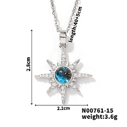 Звезда Женское ожерелье с подвеской в виде звездного неба из латуни с прозрачными кубическими цирконами, звезда, 15.75 дюйм (40 см)