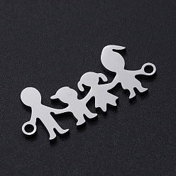 Stainless Steel Color 201 Stainless Steel Links connectors, Human, Family, Stainless Steel Color, 11.5x26x1mm, Hole: 1.5mm