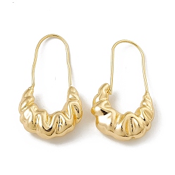 Golden Brass Croissant Hoop Earrings for Women, Golden, 36x19.5x7mm, Pin: 0.9mm