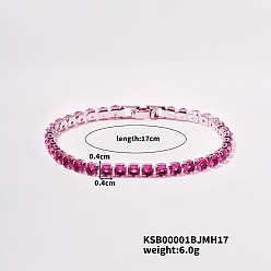 Светло-Вишневый Латунные браслеты-цепочки из кубического циркония, светло-вишневый, 6-3/4 дюйм (17 см)