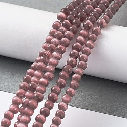Rosy Brown Cat Eye Beads Strands, Round, Rosy Brown, 4mm, Hole: 0.7mm, about 100~105pcs/strand, 14.37~14.69 inch(36.5~37.3cm)