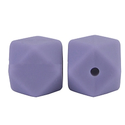 Medium Purple Octagon Food Grade Silicone Beads, Chewing Beads For Teethers, DIY Nursing Necklaces Making, Medium Purple, 17mm