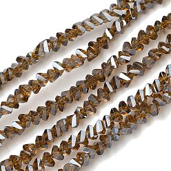 Коричневый Гальванизируйте прозрачное стекло бисер нитей, треугольные, граненые, AB цвет, кофе, 3x2x2 мм, отверстие : 0.7 мм, около 135 шт / нитка, 9.21'' (23.4 см)