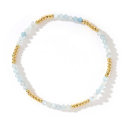 Аквамарин Бохо-стиль натуральный аквамариновый бисер эластичные браслеты для женщин, внутренний диаметр: 6-7/8 дюйм (17.5 см)