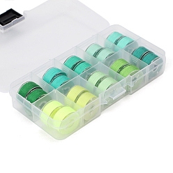 Turquoise 20 Rolls 10 Colors Sewing Thread, Plastic Bobbins Sewing Machine Spools with Clear Storage Case Box, Turquoise, 0.4mm, about 38.28 Yards(35m)/Roll, 2 rolls/color