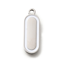 Нержавеющая Сталь Цвет 304 подвески из нержавеющей стали, овальные амулеты, с имитацией белого пластика, цвет нержавеющей стали, 18.5x6.5x1.3 мм, отверстие : 1.6 мм