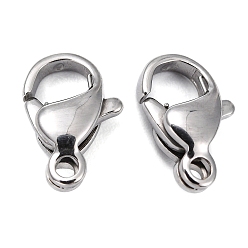 Stainless Steel Color Polished 316 Surgical Stainless Steel Lobster Claw Clasps, Parrot Trigger Clasps, Stainless Steel Color, 13x9x4mm, Hole: 1.5mm