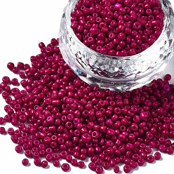 Medium Violet Red Glass Seed Beads, Baking Paint, Round Hole, Round, Medium Violet Red, 2~3x1.5~2mm, Hole: 0.8mm, about 450g/Pound