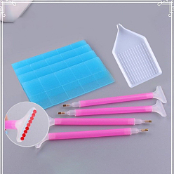 Fuchsia Plastic Diamond Painting Point Drill Pen, Diamond Painting Tools, with Glue Clay and Plastic Tray, Fuchsia, 150mm