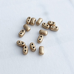 Bronze 10 pcs perles de verre tchèques, 2-trou, ovale, tan, 5.5x2.8mm