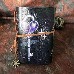 Key PU Imitation Leather Notebooks, Travel Journals, with Paper Booklet & PVC Pocket, Witchcraft Supplies, Key, 150x104x15mm