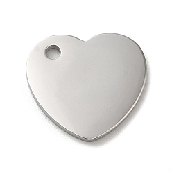 Stainless Steel Color 304 Stainless Steel Pendants, Stamping Blank Tag, Heart Charm, Stainless Steel Color, 16x18x1.5mm, Hole: 2mm