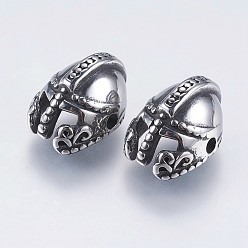 Antique Silver 304 Stainless Steel Beads, Gladiator Helmet, Antique Silver, 15x11.5x9mm, Hole: 1.5mm