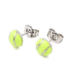 Платина Теннисные латунные эмалированные серьги-гвоздики, долговечный, стойки покрытие, без свинца и без кадмия, платина, 8 мм