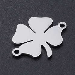 Stainless Steel Color 201 Stainless Steel Links connectors, Clovers, Stainless Steel Color, 18x14x1mm, Hole: 1.4mm