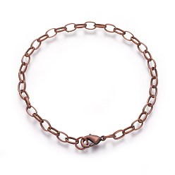 Red Copper Iron Bracelet Making, with Lobster Claw Clasps, Red Copper, 8-1/8 inch(20.5cm)