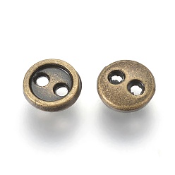Antique Bronze Alloy Buttons, 2-Hole, Flat Round, Antique Bronze, 5x1mm, Hole: 1.5mm