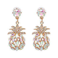 AB Sparkling Crystal Pineapple Earrings for Women - Elegant European Style Studs